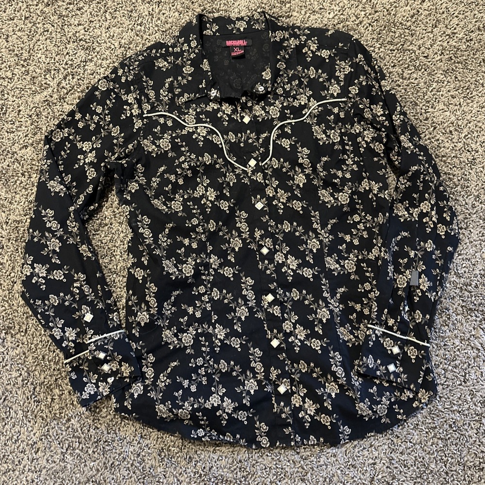 Rock & Roll Denim Long Sleeve Women's‎ Shirt Wpl6008 XXL NWT